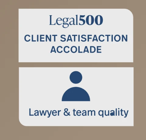 Distinción Legal 500 de satisfacción del cliente en calidad de abogados y equipo